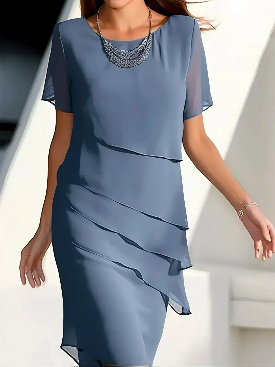 Alexandra | Elegant Flowy Korte Ærmer Kjole