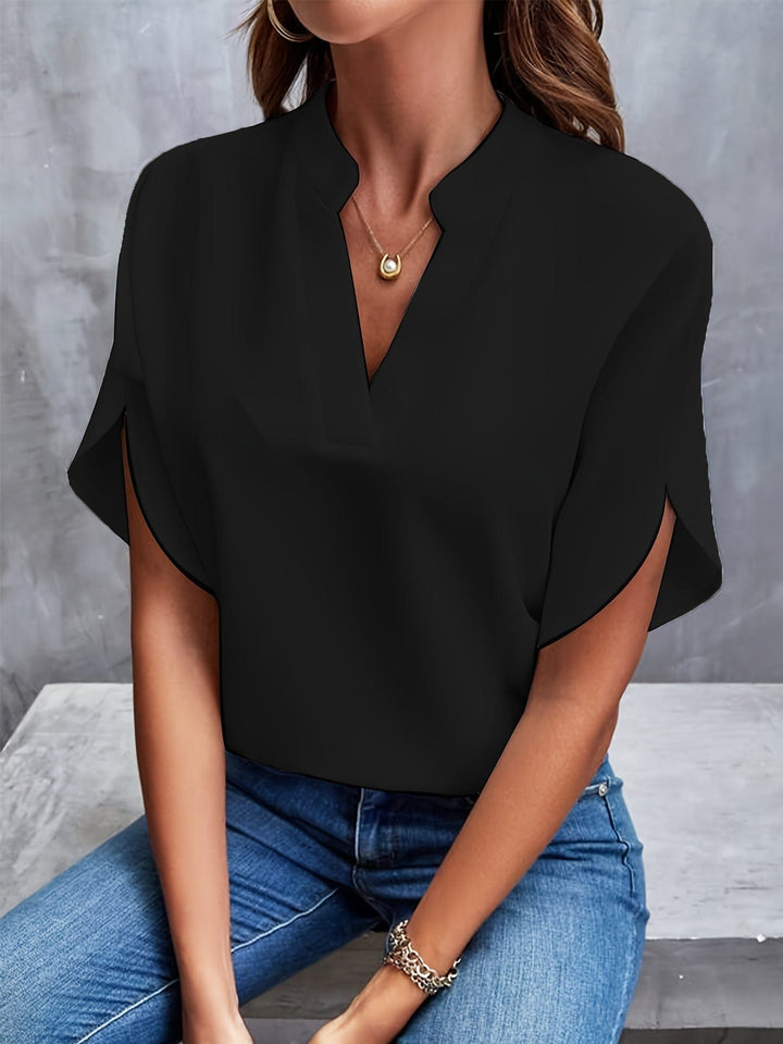 Nicole | Elegant Draperet V-Hals Bluse