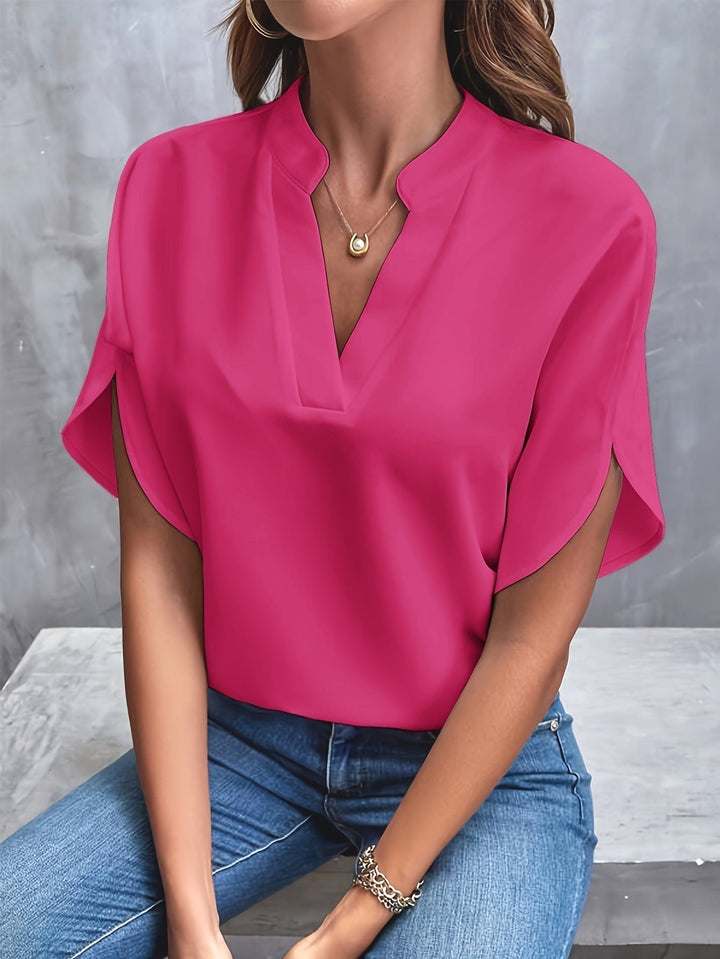 Nicole | Elegant Draperet V-Hals Bluse