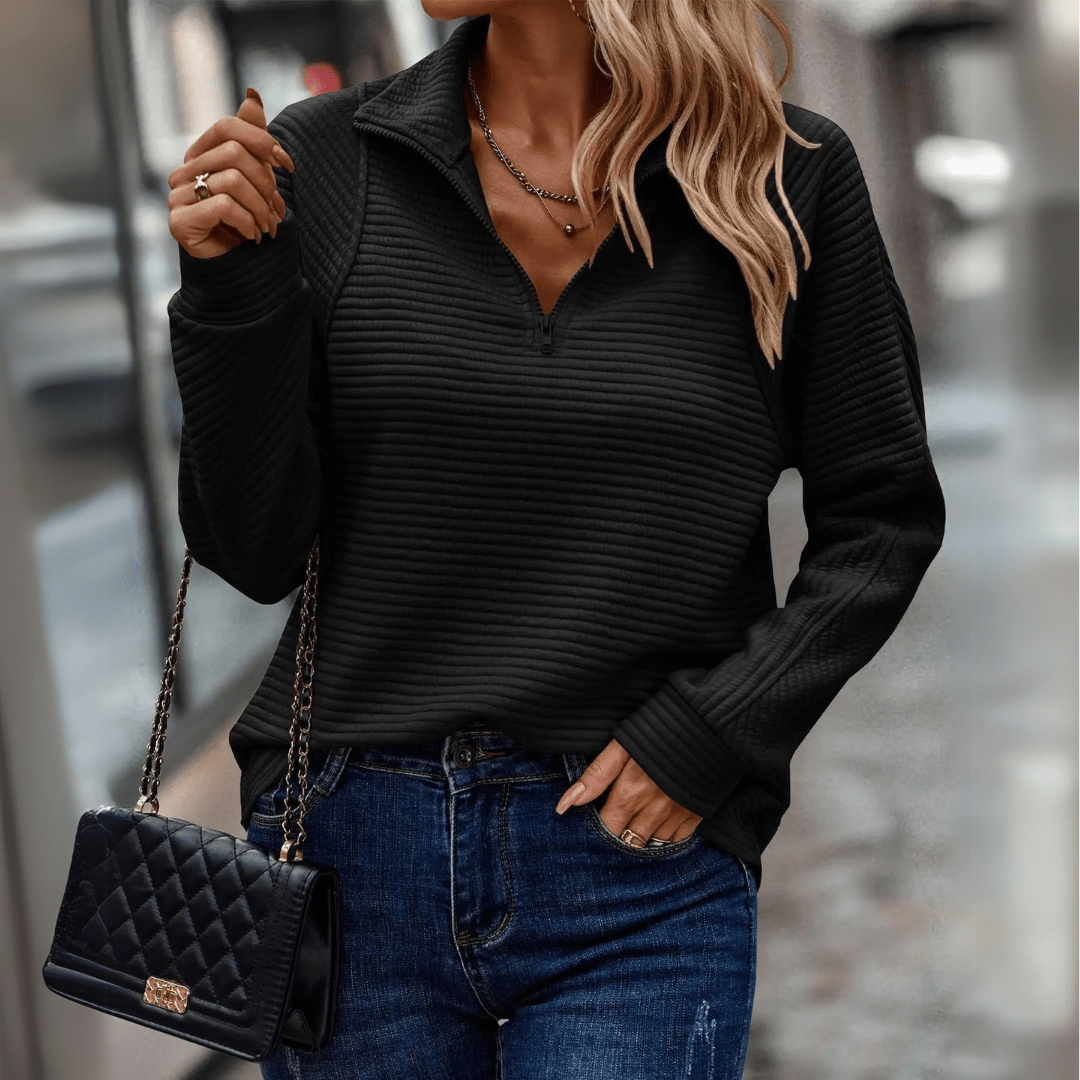 Gillian | Ribbet Halv-Zip Pullover