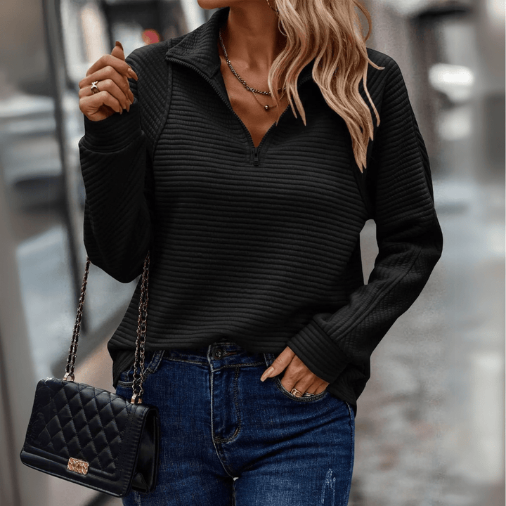 Gillian | Ribbet Halv-Zip Pullover