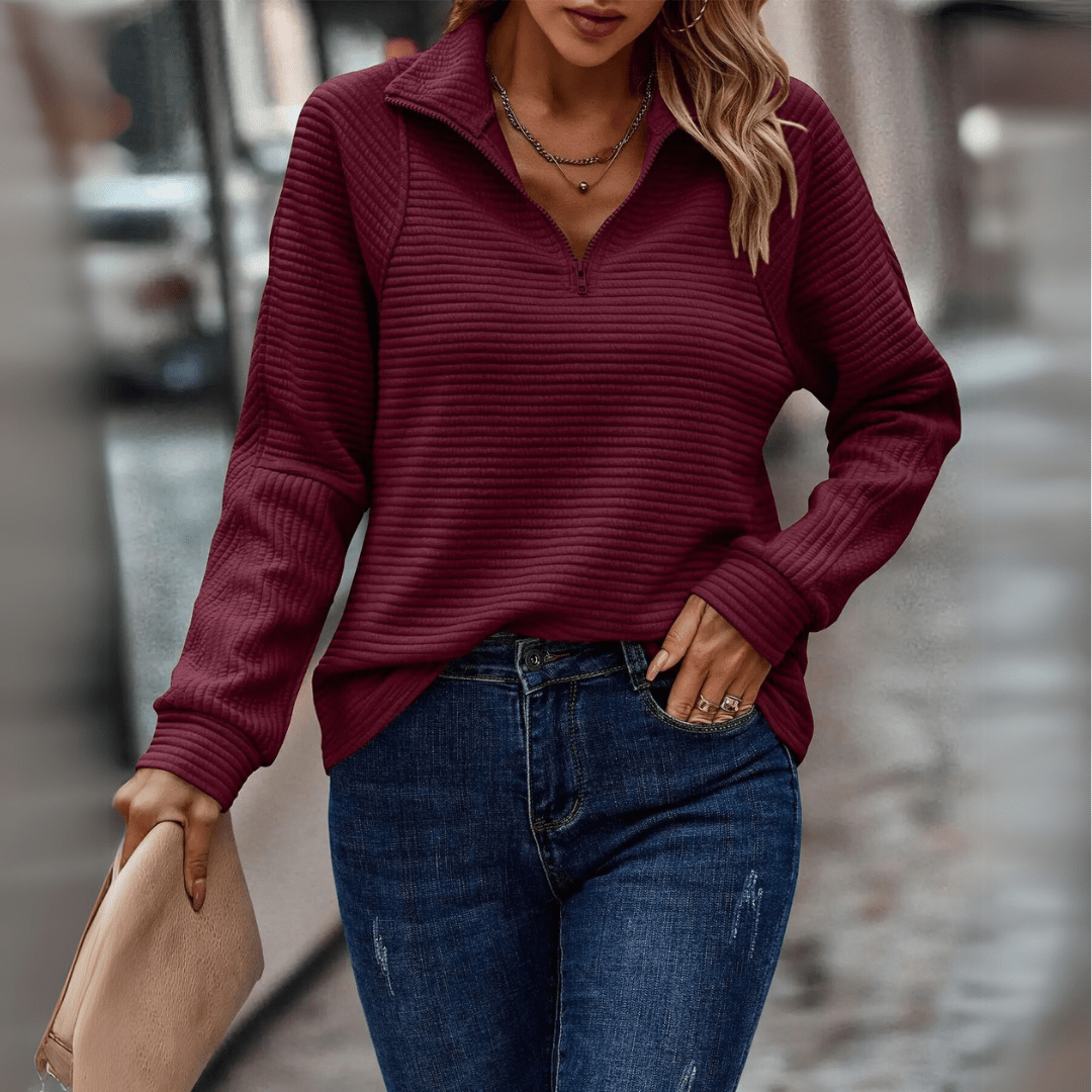 Gillian | Ribbet Halv-Zip Pullover