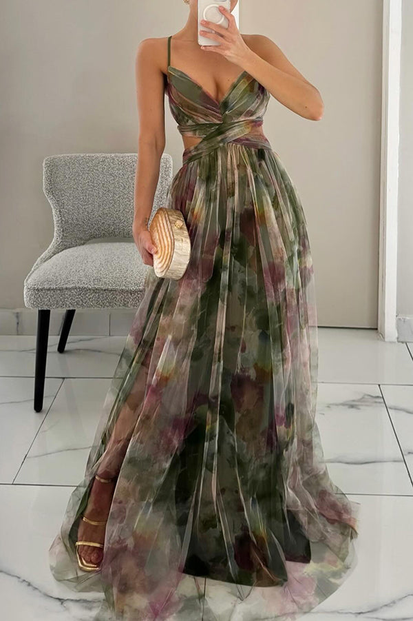 Amity | Elegant Ærmeløs Blomster Aftenkjole