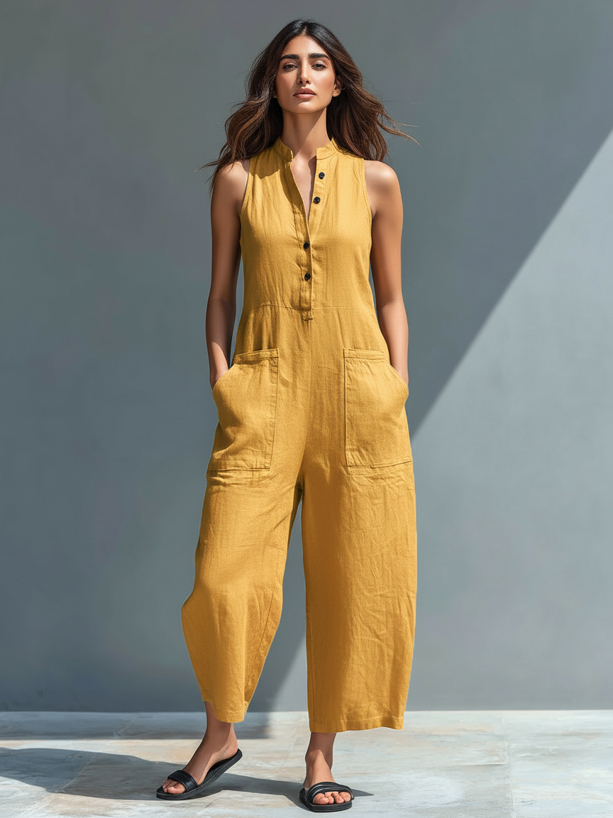 Debra | Elegant Ærmeløs Ensfarvet Jumpsuit