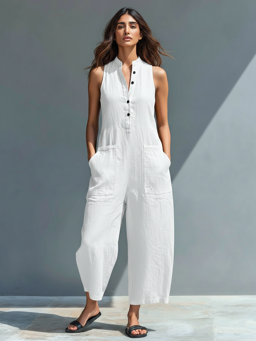 Debra | Elegant Ærmeløs Ensfarvet Jumpsuit