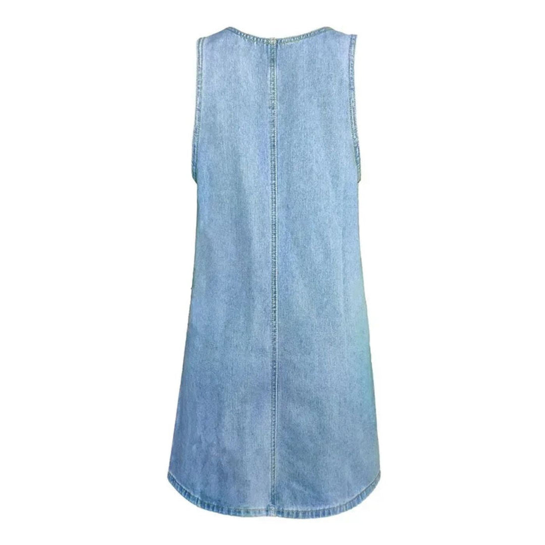 Deby | Behagelig ærmeløs denimkjole