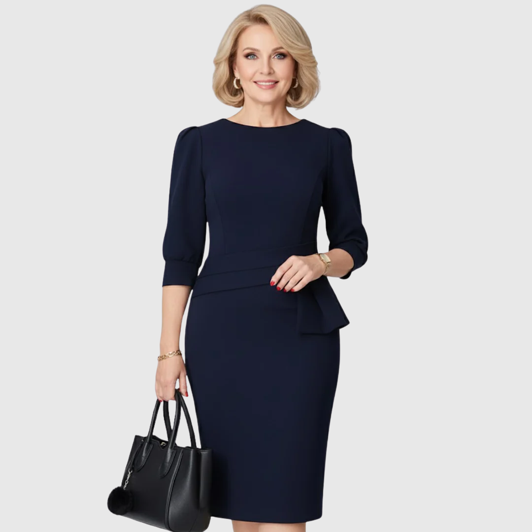 Adele | Sculpted Peplum Midi Kjole