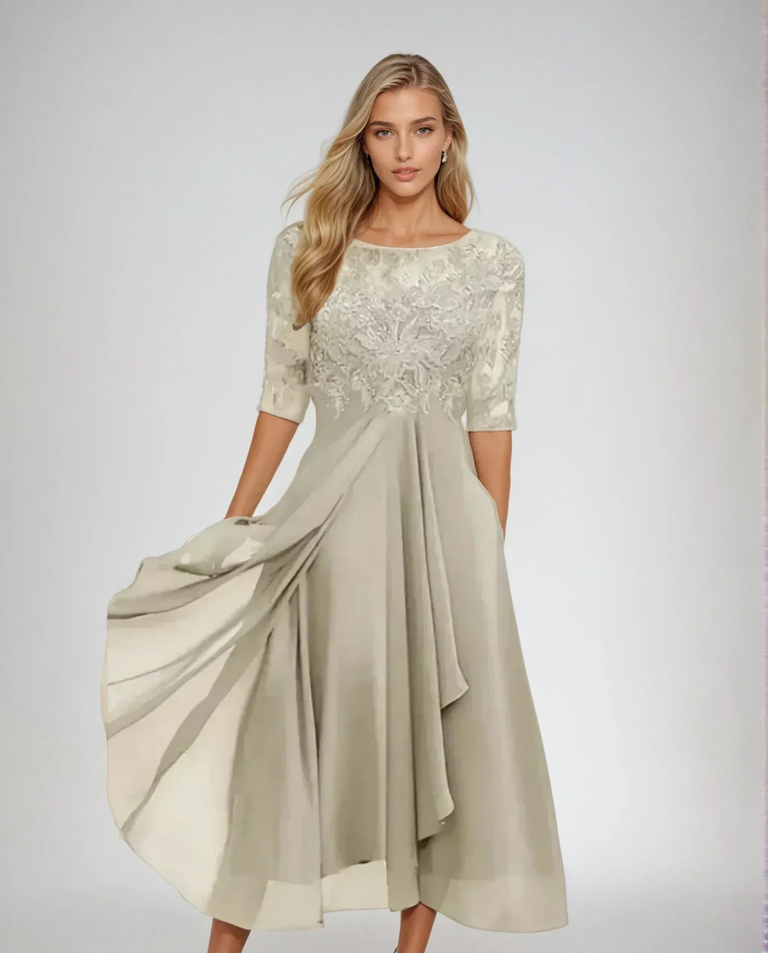 Adelaide | Elegant Blonde Midi Kjole
