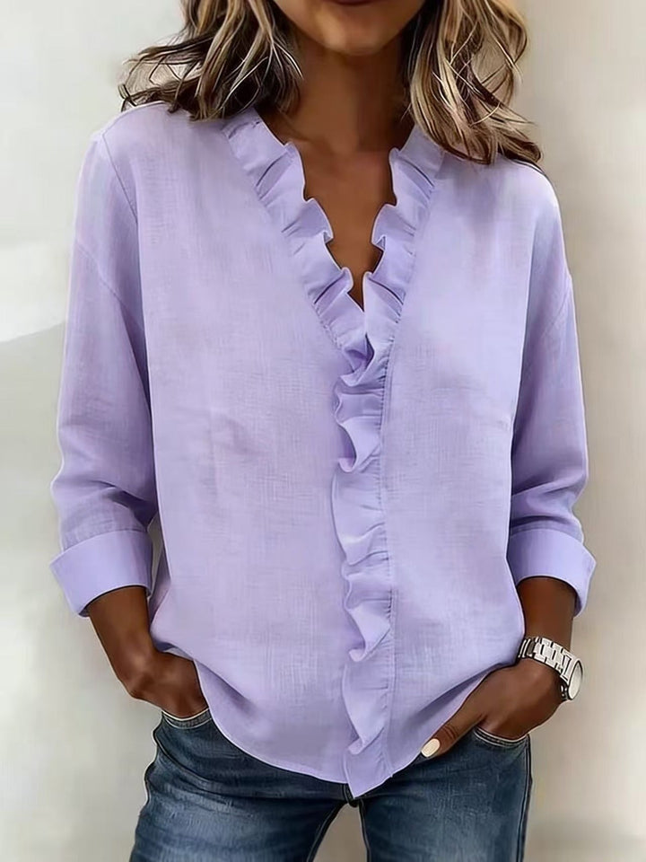 Cayla | Elegant V-hals Rynker Bluse