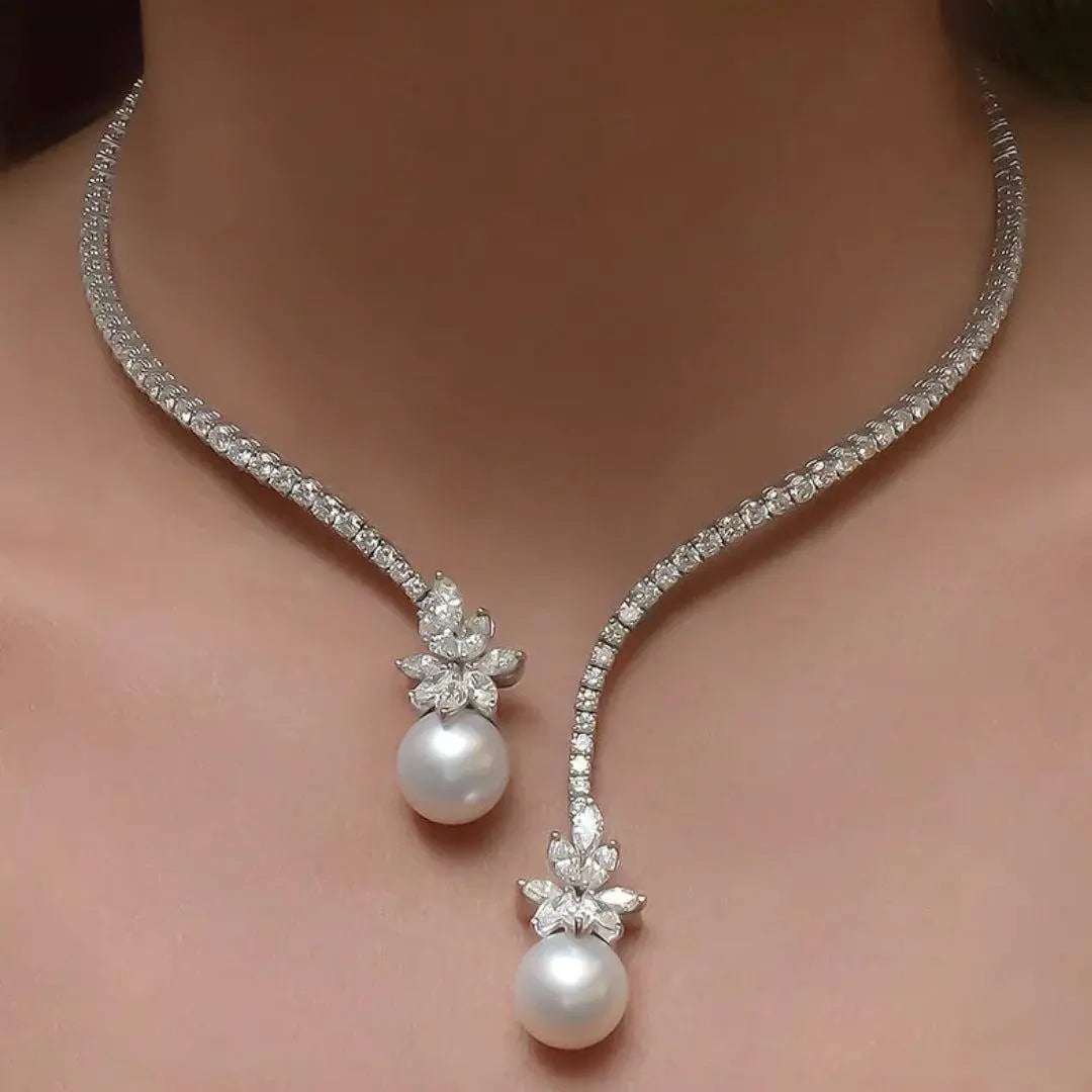 Charlene | Elegant Sølv Perlekæde