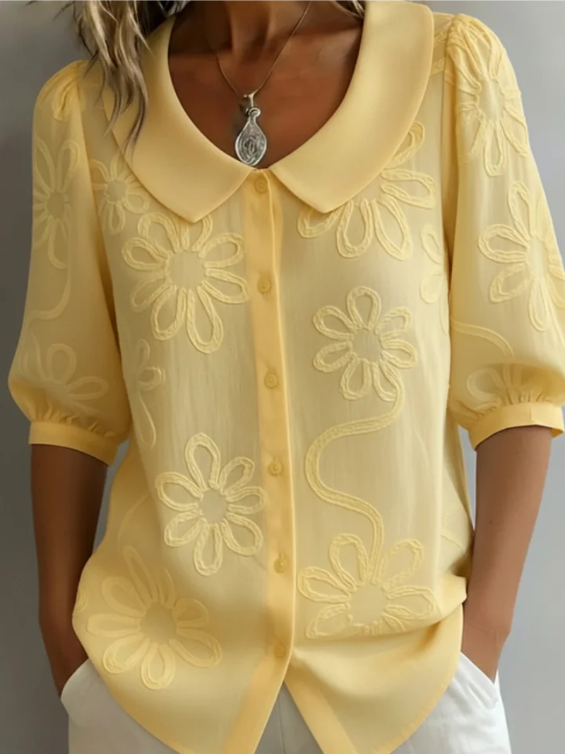 Alyssa | Stilfuld Broderet Blomstret Bluse