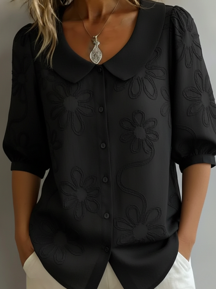 Alyssa | Stilfuld Broderet Blomstret Bluse