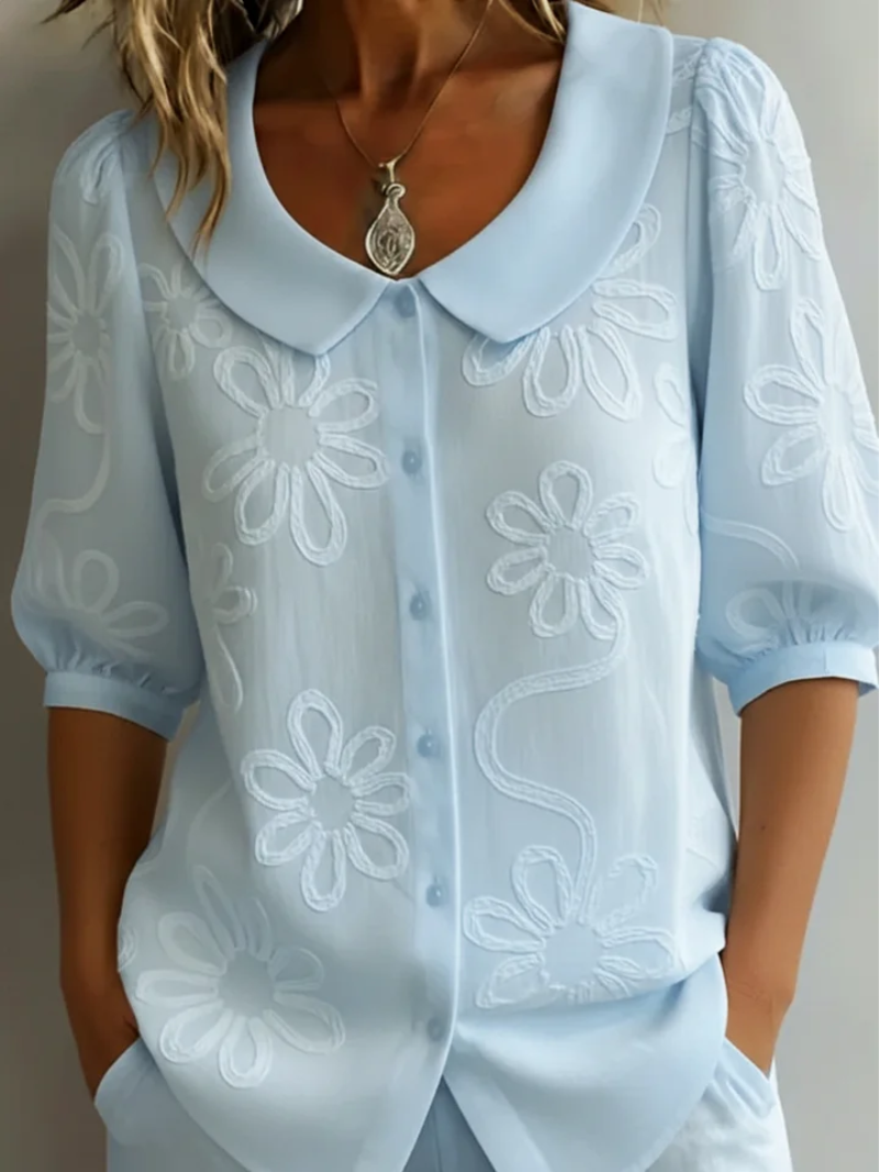 Alyssa | Stilfuld Broderet Blomstret Bluse