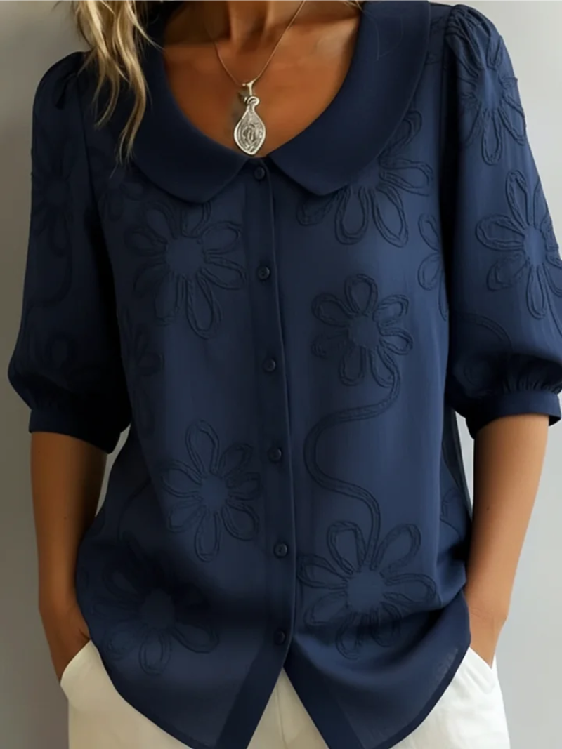 Alyssa | Stilfuld Broderet Blomstret Bluse