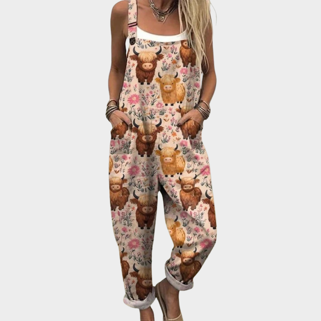 Jazmin | Komfortabel Cow Print Jumpsuit
