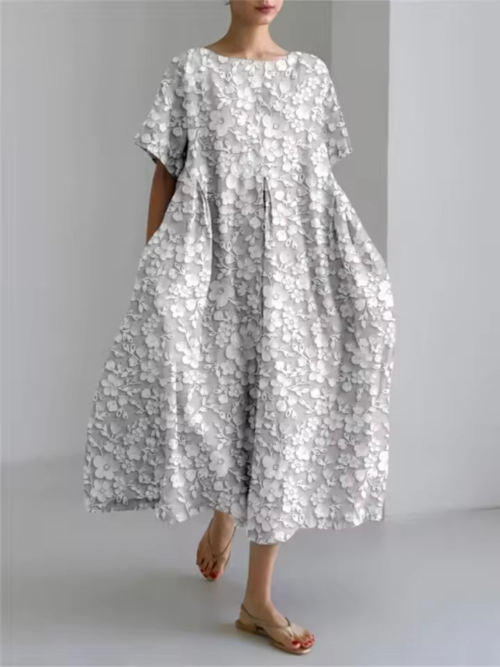 Amanda | Elegant Løs Rundhalset Kjole