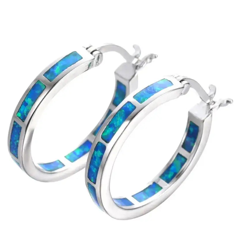 Vicki | Elegant blå Fire Opal Øreringe