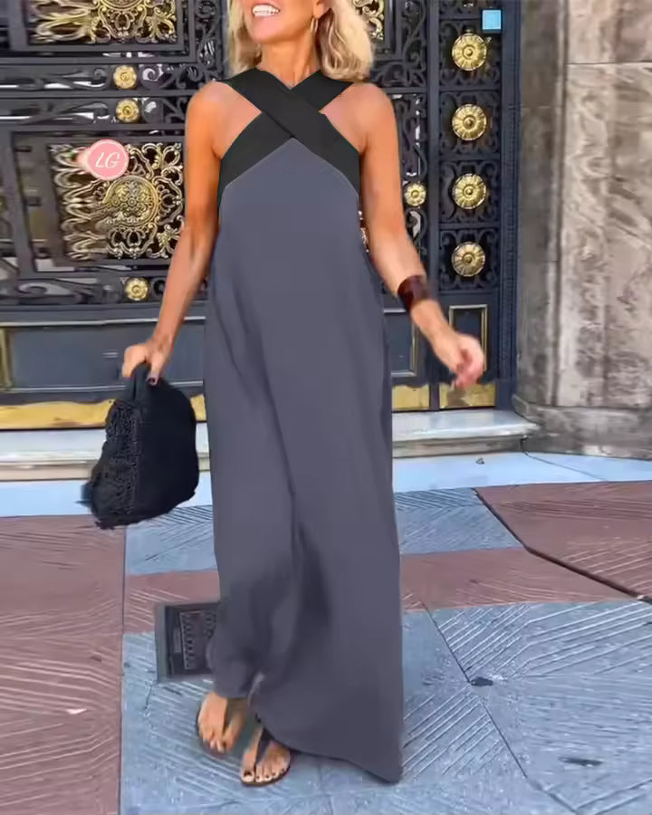 Carolina | Vintage Hollow Shoulder Maxi Kjole