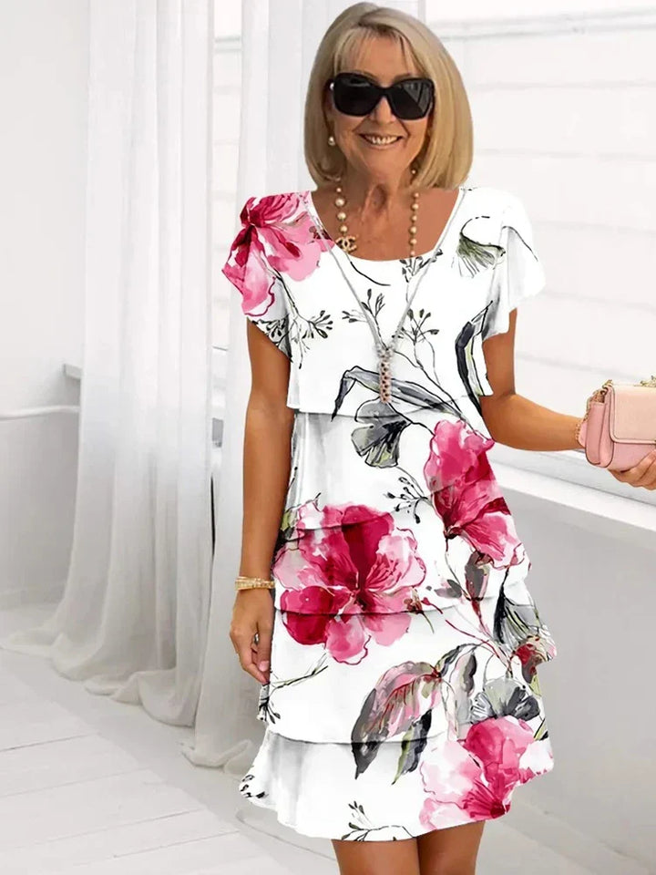 Rosie | Blomster Tiered Chiffon Kjole