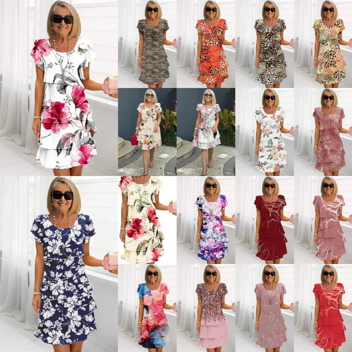 Rosie | Blomster Tiered Chiffon Kjole