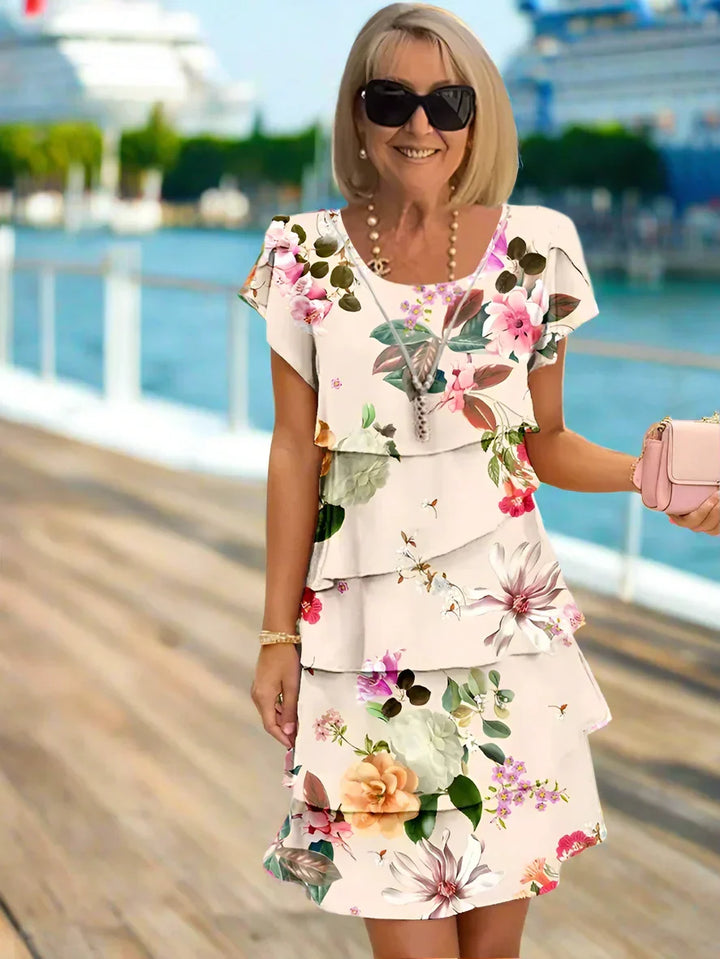 Rosie | Blomster Tiered Chiffon Kjole