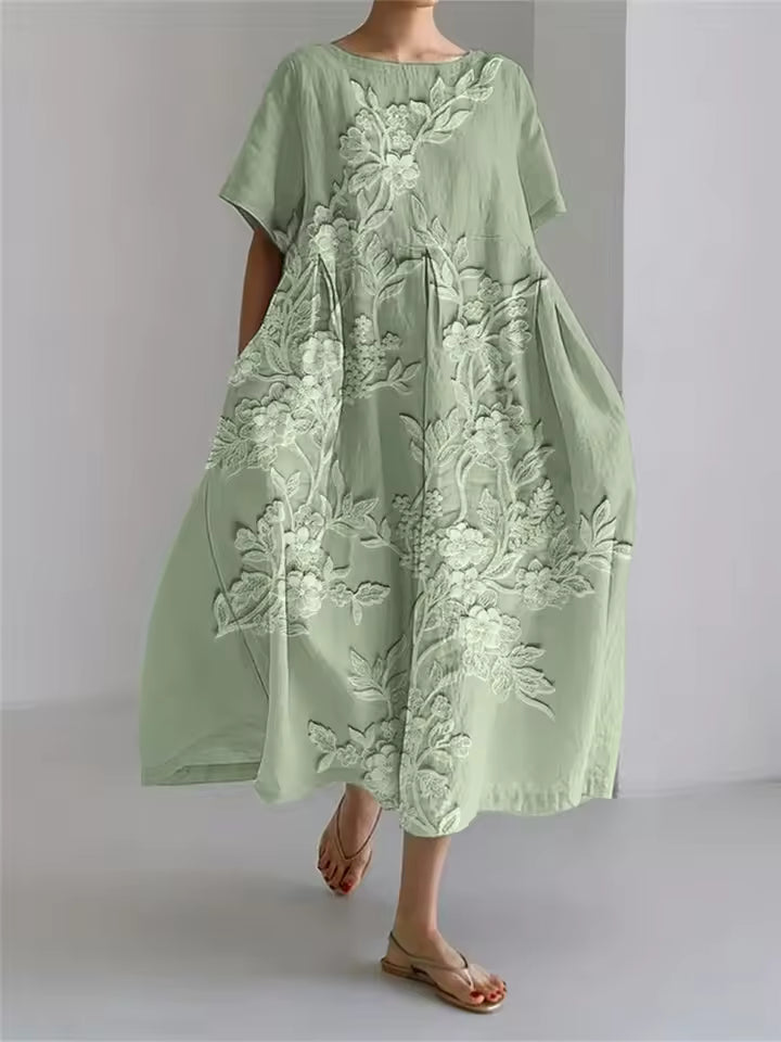Amanda | Elegant Løs Rundhalset Kjole