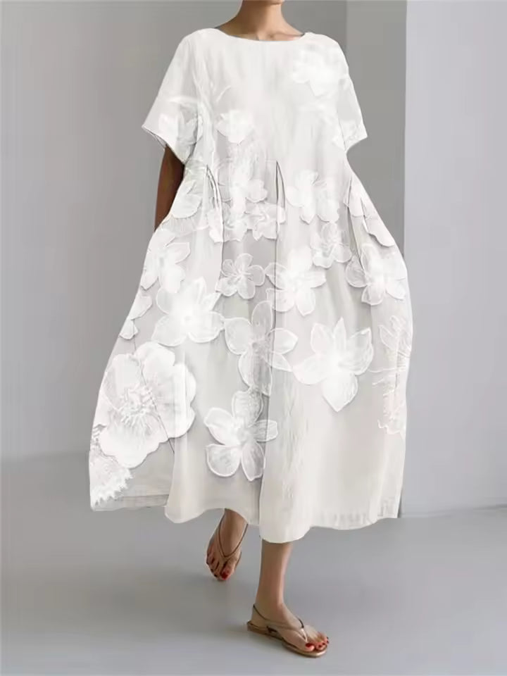 Amanda | Elegant Løs Rundhalset Kjole