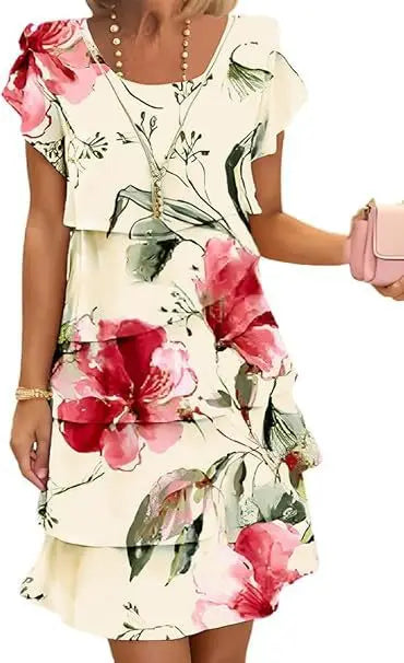 Rosie | Blomster Tiered Chiffon Kjole