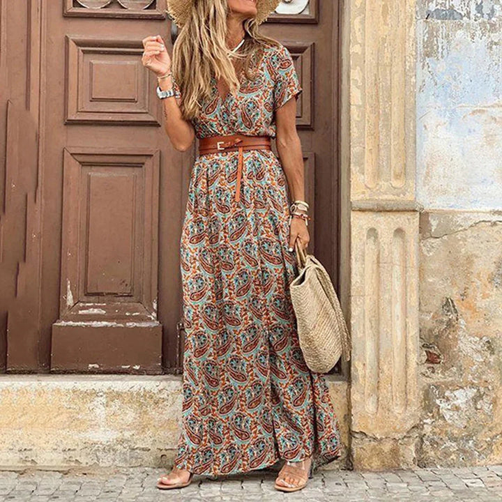 Agnes | V-Hals Boho Maxi Kjole