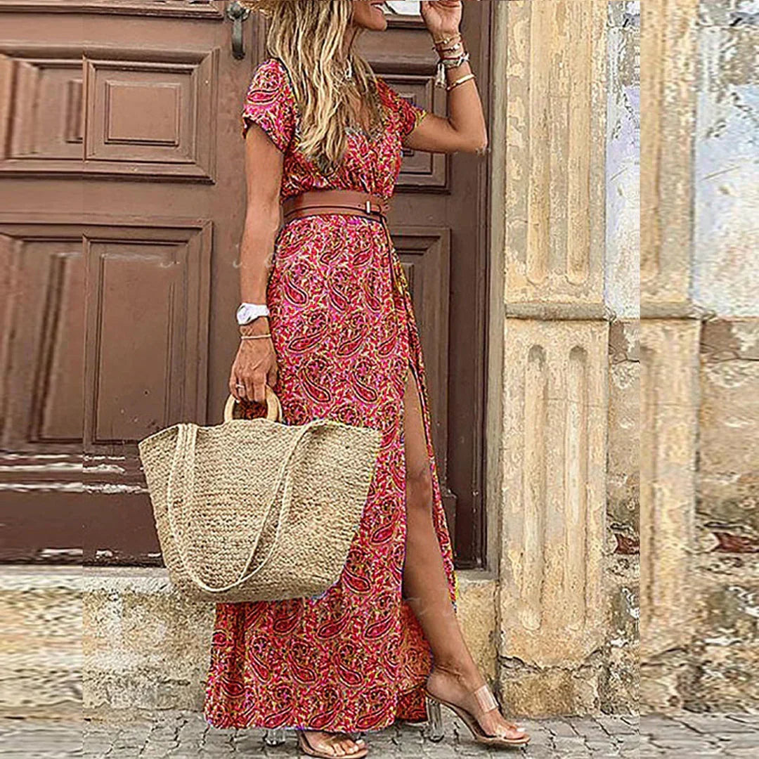 Agnes | V-Hals Boho Maxi Kjole