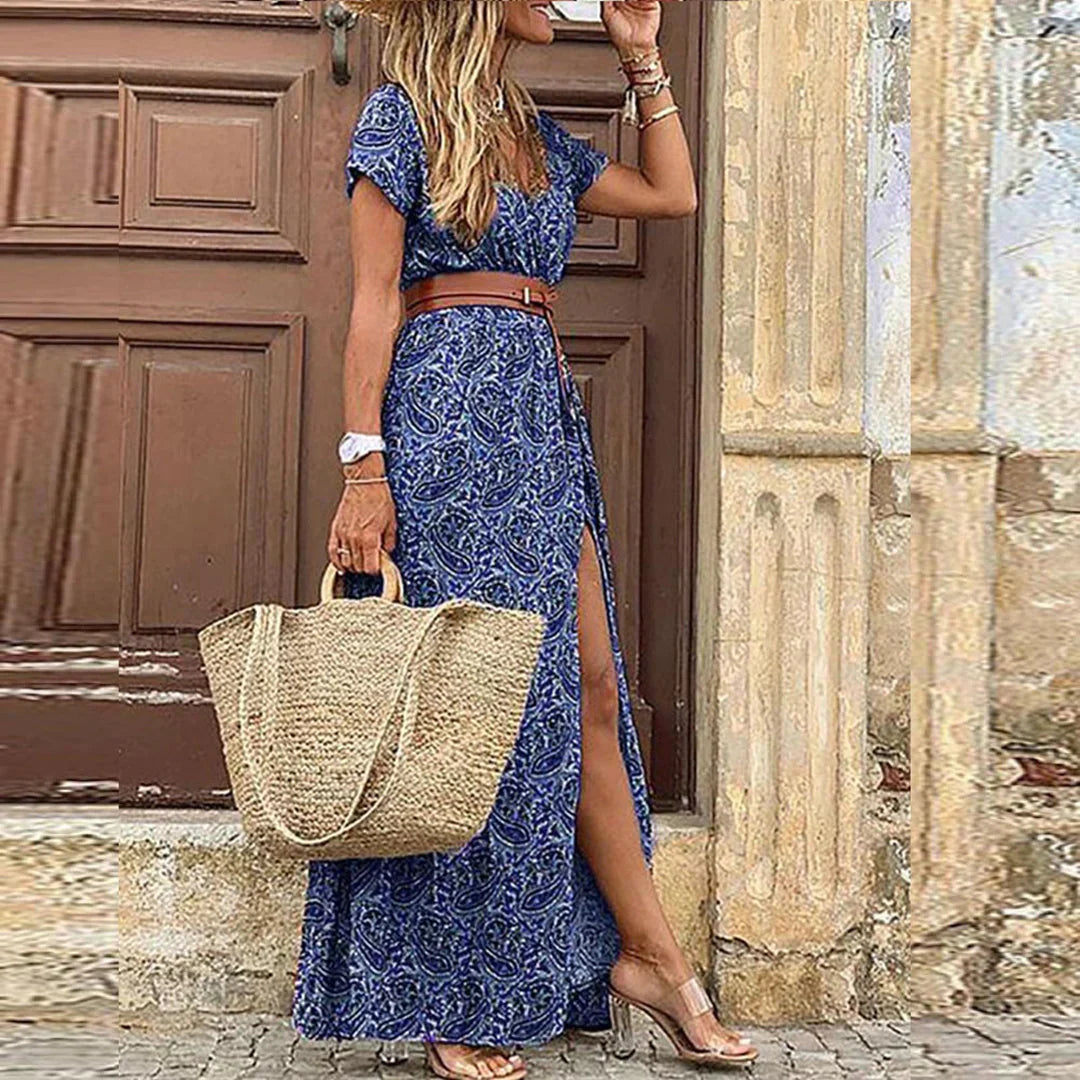 Agnes | V-Hals Boho Maxi Kjole