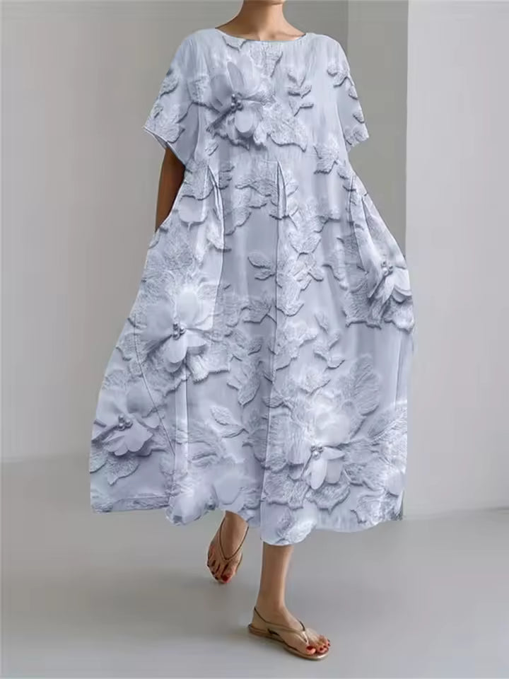 Amanda | Elegant Løs Rundhalset Kjole