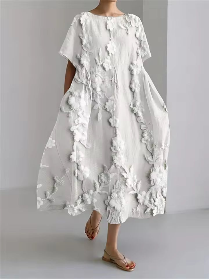 Amanda | Elegant Løs Rundhalset Kjole