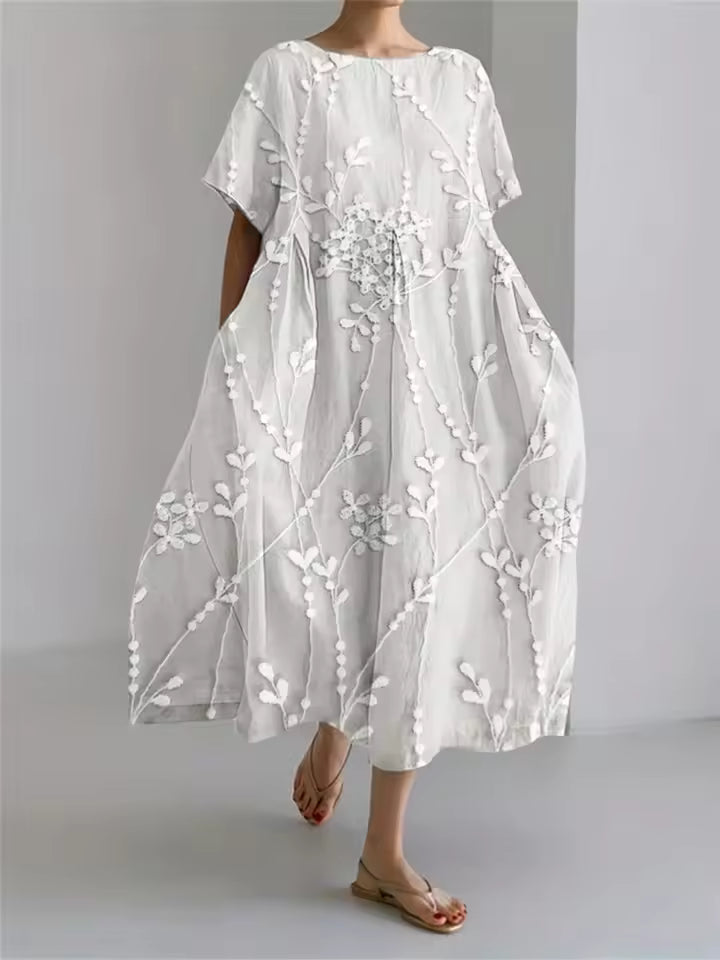 Amanda | Elegant Løs Rundhalset Kjole