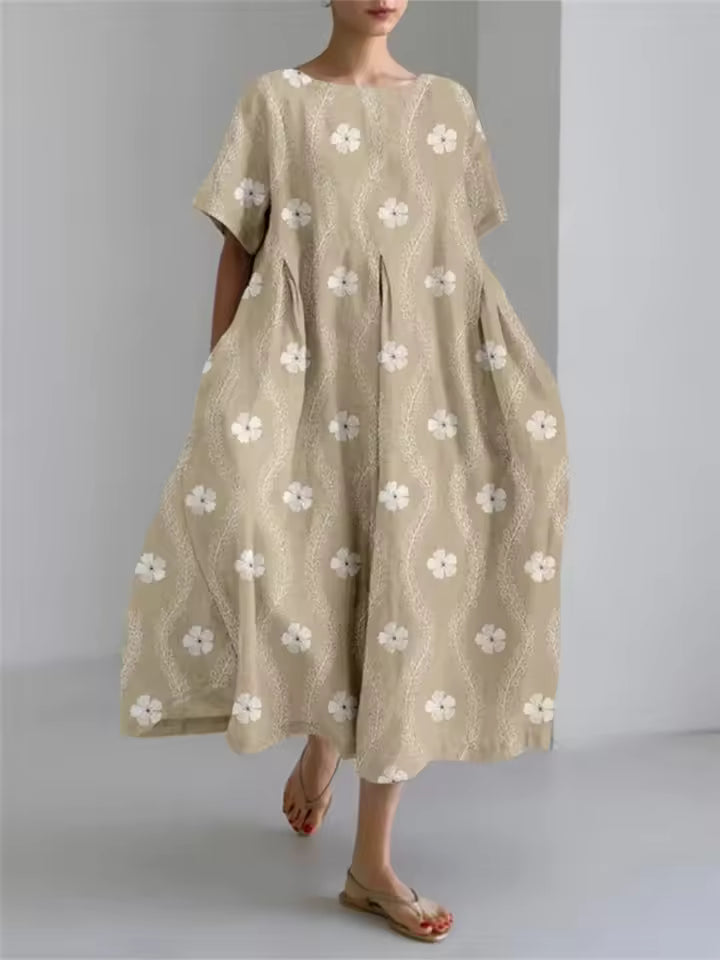 Amanda | Elegant Løs Rundhalset Kjole