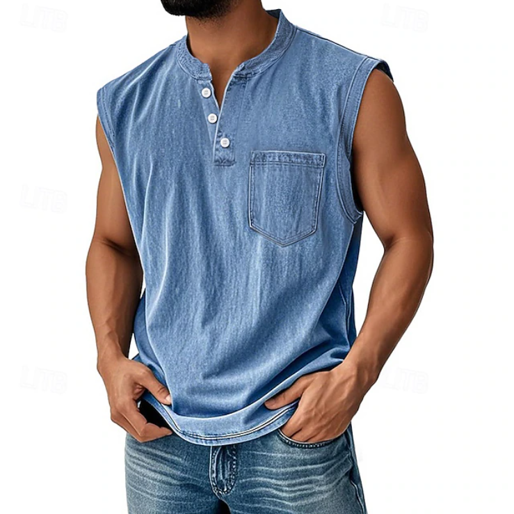 Gerald | Casual ærmeløs vintage stil skjorte