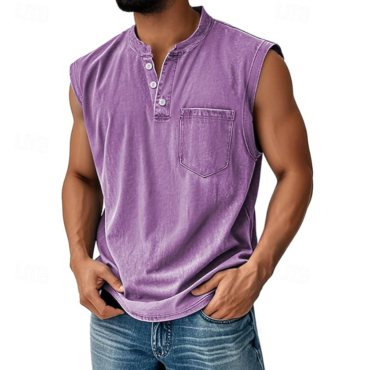 Gerald | Casual ærmeløs vintage stil skjorte