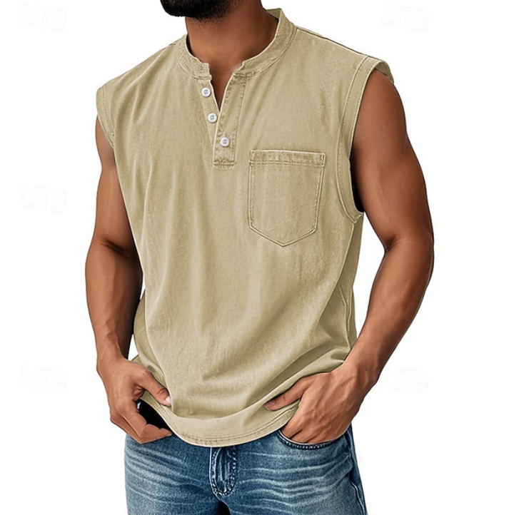 Gerald | Casual ærmeløs vintage stil skjorte