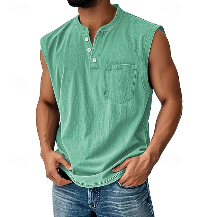 Gerald | Casual ærmeløs vintage stil skjorte