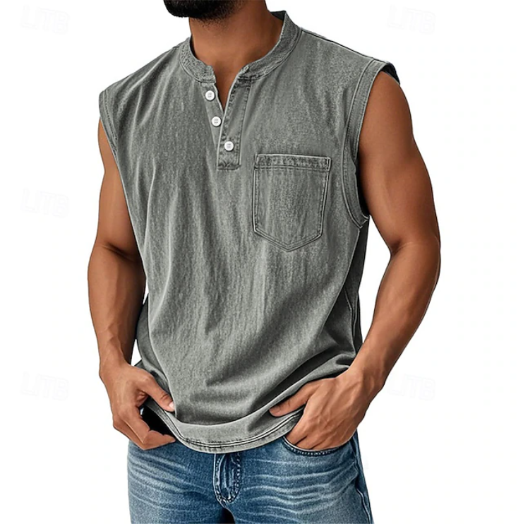 Gerald | Casual ærmeløs vintage stil skjorte
