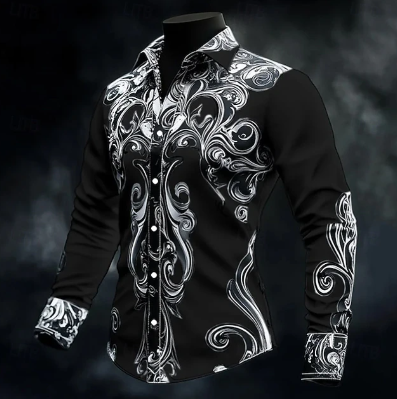 Adrian | Ornate Print Langærmet Skjorte