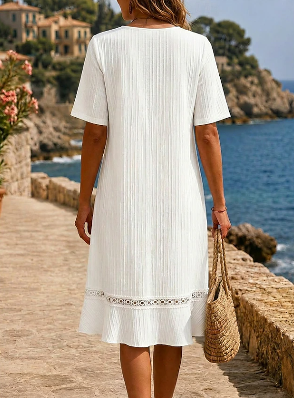 Cleopatra | Broderet V-Hals Midi Kjole