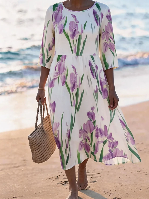 Liorna | Stilfuld Blomster Midi Kjole