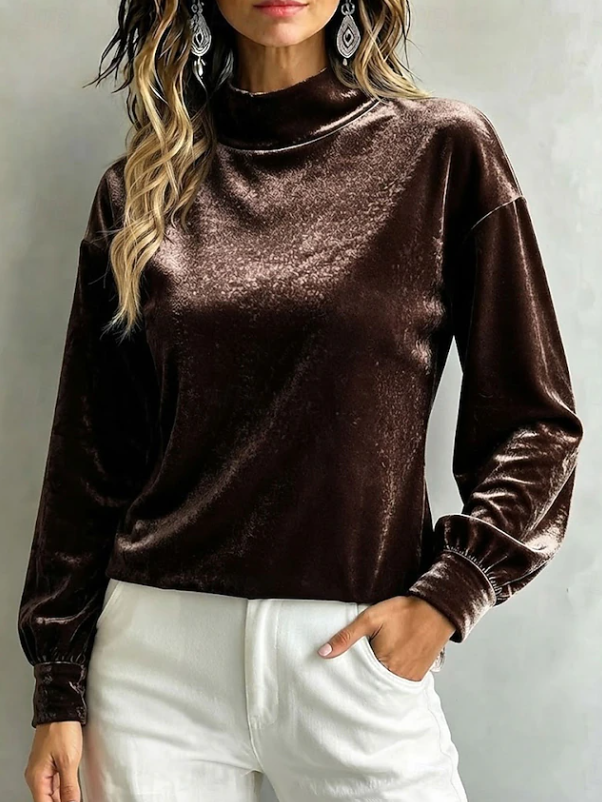 Victoria | Fløjls højhalset bluse