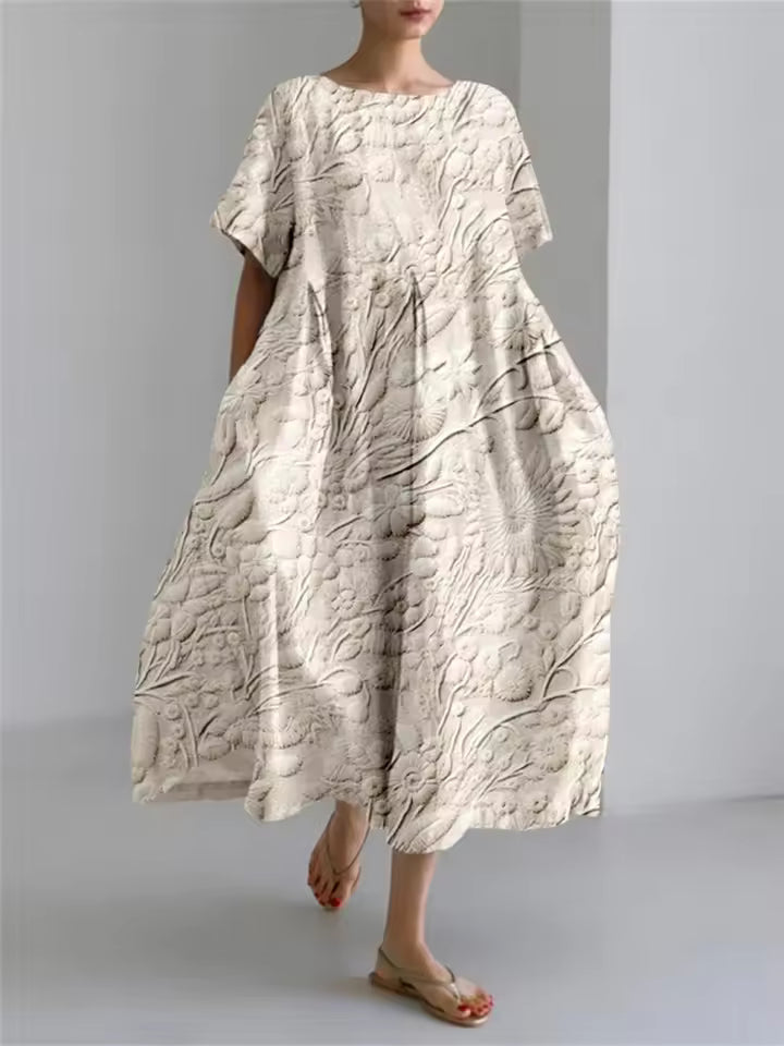 Amanda | Elegant Løs Rundhalset Kjole