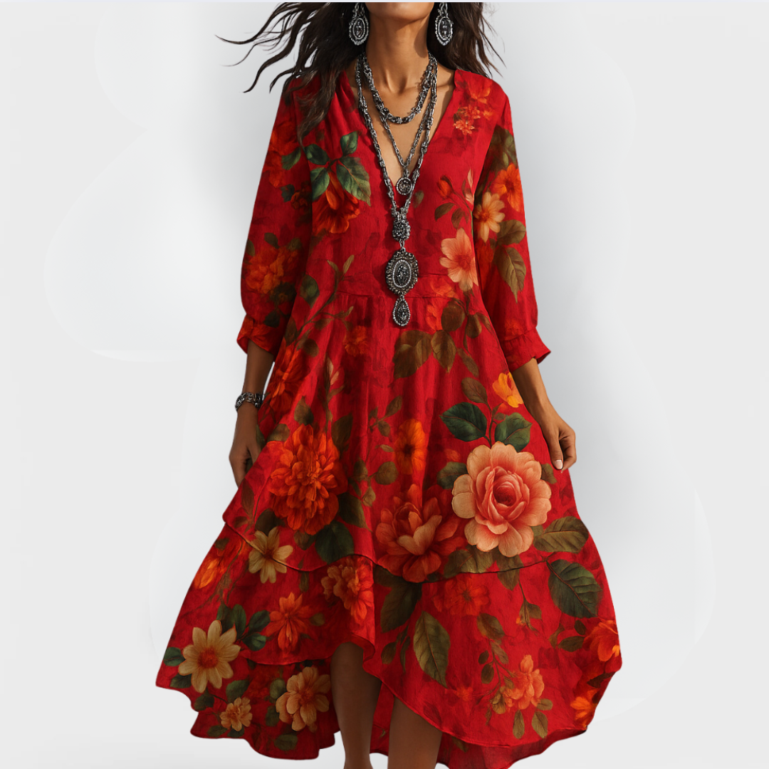 Cassidy | Vintage Boho V-Hals Sommerkjole