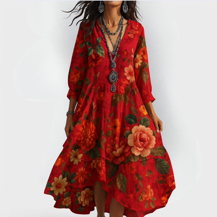 Cassidy | Vintage Boho V-Hals Sommerkjole