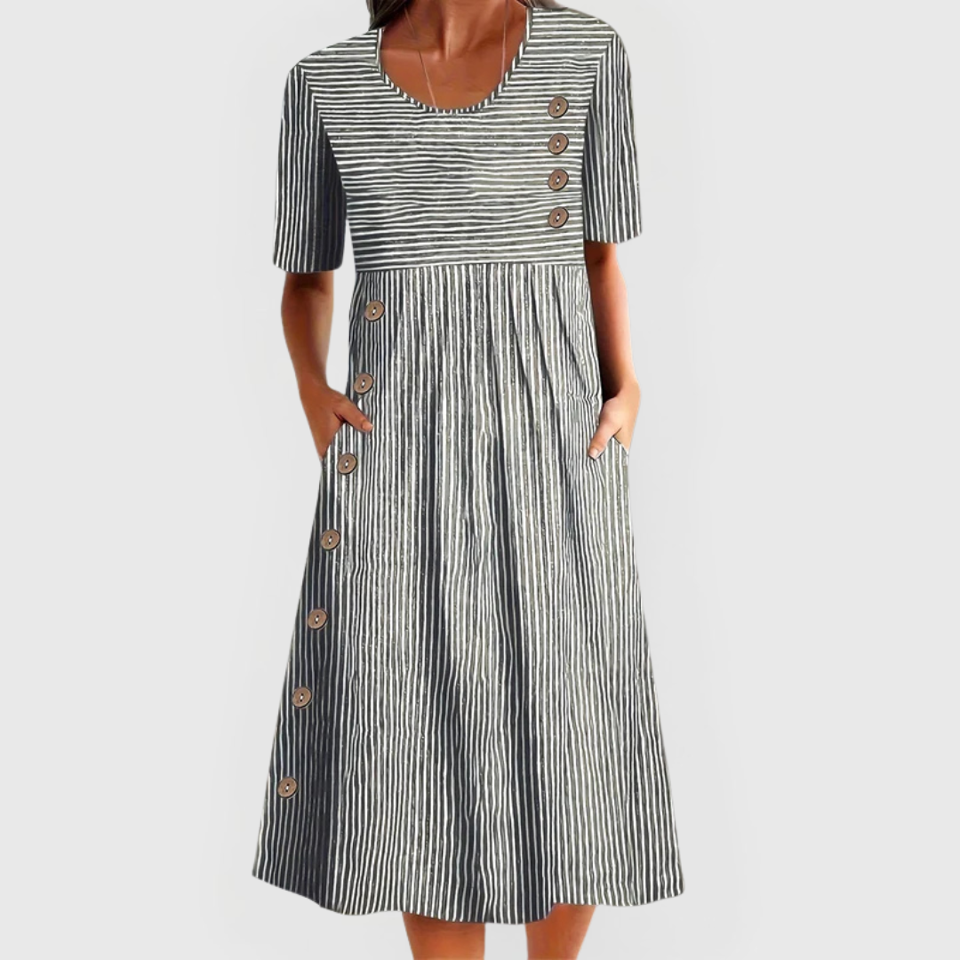 Demi | Stribet Midi Kjole