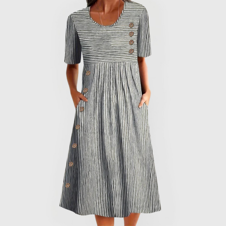 Demi | Stribet Midi Kjole