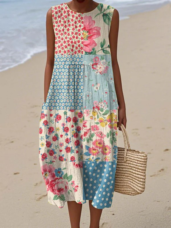 Maeve | Stilfuld Patchwork Midi Kjole